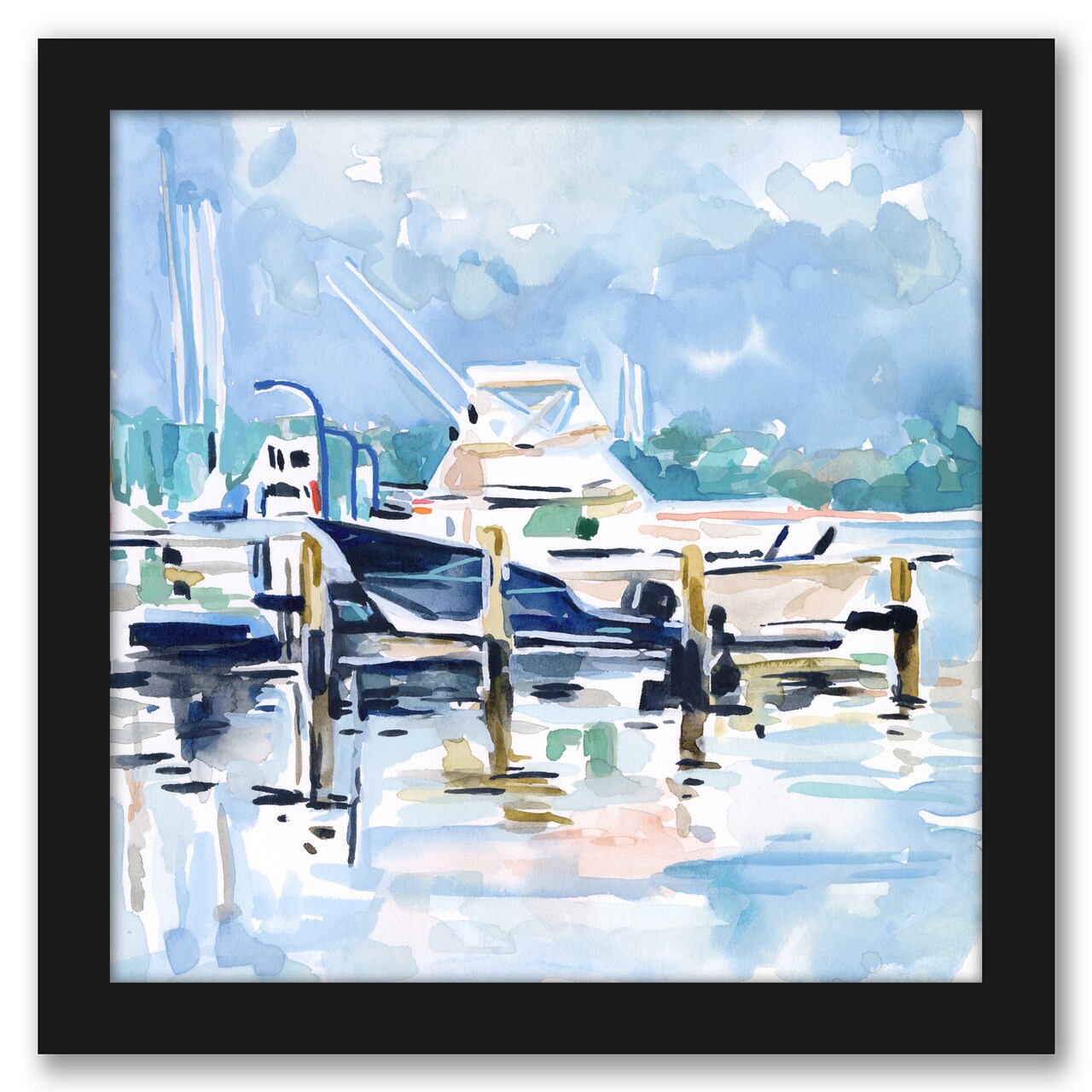 Watercolor Marina II by Emma Scarvey by World Art Group Frame  - Americanflat